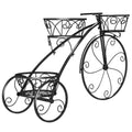 Biotree Tricycle Plant Stand Flower Pot Cart Holder with 3 Hollowed Baskets for Indoor Outdoor Patio Balcony Garden, Bronze