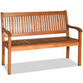 Biotree Two Person Solid Wood Garden Bench with Curved Backrest and Wide Armrest Stackable Patio Chair for Garden Backyard