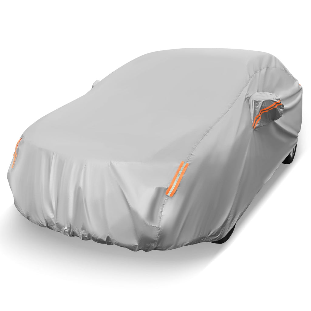 Biotree Universal Fit Sedan Car Cover 193 Inch - All-Weather Waterproof & UV Protection Outdoor Automobile Cover with Windproof Straps, Soft Lining & Storage Bag for Chevrolet, Ford, Honda, Nissan