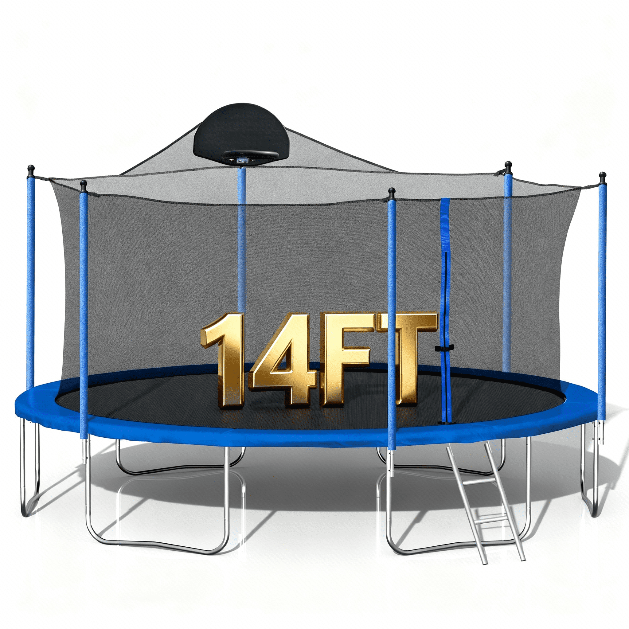 Biotree 14 FT Trampoline for Kids and Adults, Outdoor Trampoline with Basketball Hoop Safety Enclosure Net,Large Load Capacity Heavy-Duty Jumping Trampoline for Boys and Girls