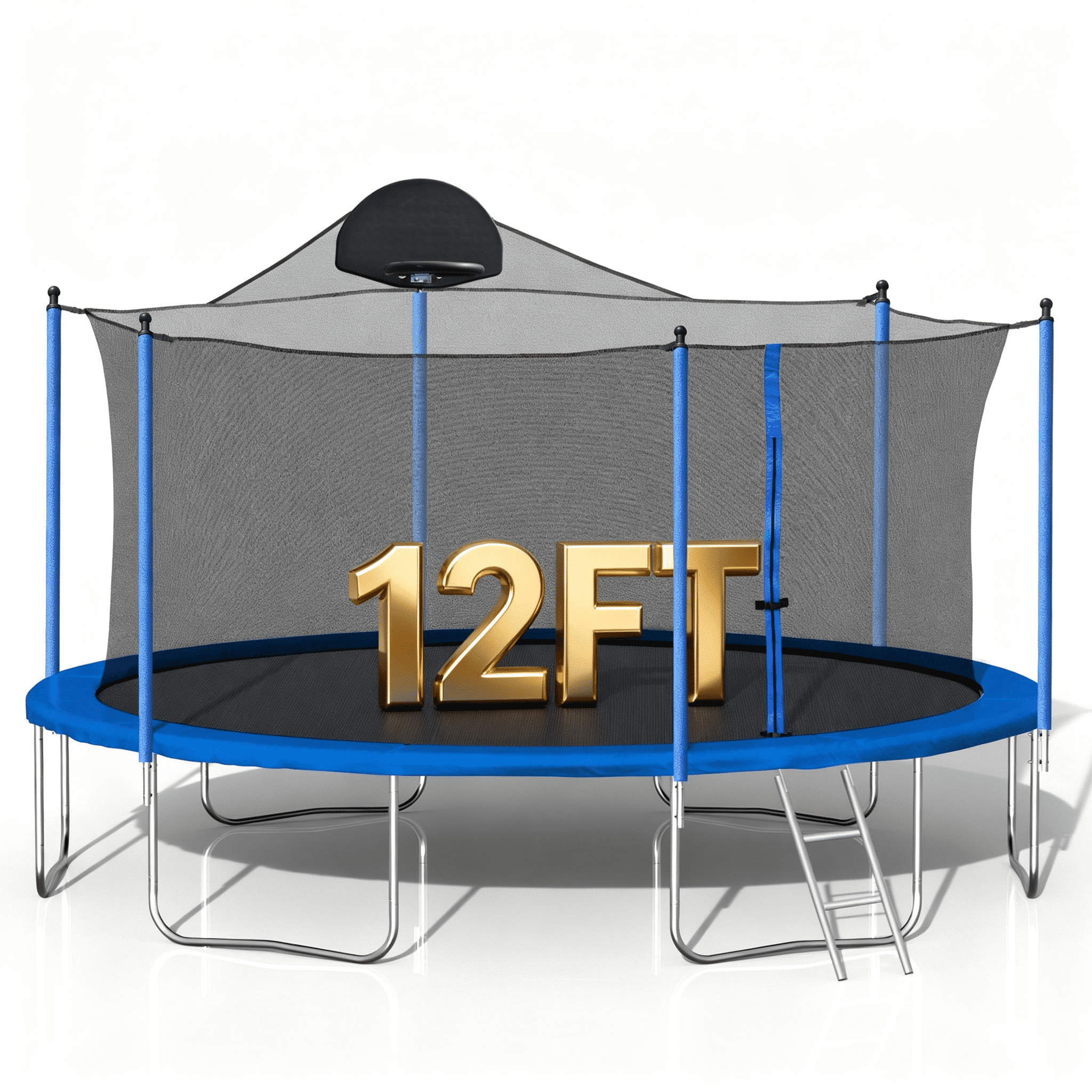 Biotree 12 FT Trampoline for Kids and Adults, Outdoor Trampoline with Basketball Hoop Safety Enclosure Net,Large Load Capacity Heavy-Duty Jumping Trampoline for Boys and Girls
