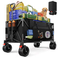 Biotree Collapsible Wagon Cart with Brakes, 300L 600Lbs Heavy Duty Folding Beach Wagon,All Terrain Utility Wagon for Camping Sports Garden Grocery, Black