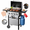 Biotree 4 Burner BBQ Propane Gas Grill, Stainless Steel 34,000 BTU Patio Garden Barbecue Grill with Two Foldable Shelves