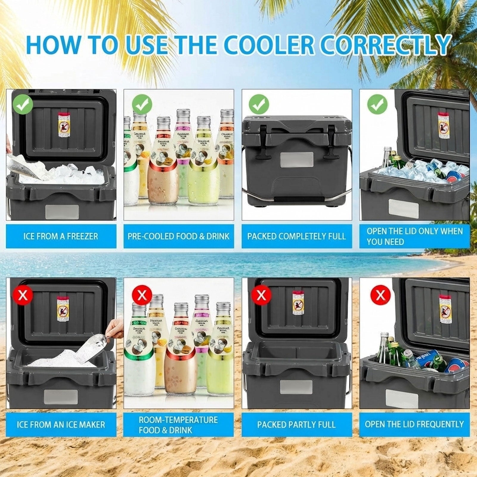 Biotree 16 Quart 24 Can Capacity Portable Insulated Ice Cooler with 2 Cup Holders, Gray