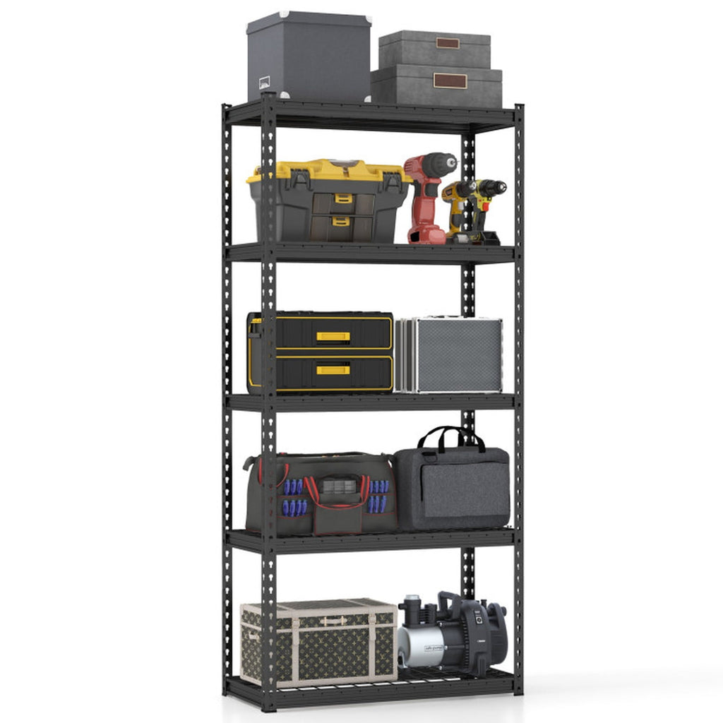 Biotree 5-Tier Metal Shelving Unit Anti-Slip Foot Pad Height Adjustable 1100 lbs Garage - Black