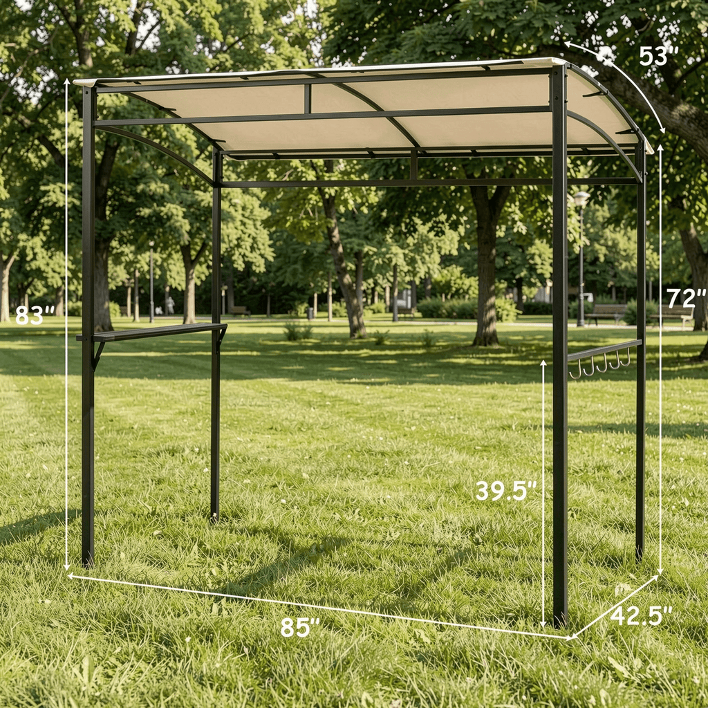 Biotree 7 x 4.5 Feet Grill Gazebo Outdoor Patio Garden BBQ Canopy Shelter Beige - Outdoor Patio Backyard Garden Shade Canopy Shelter