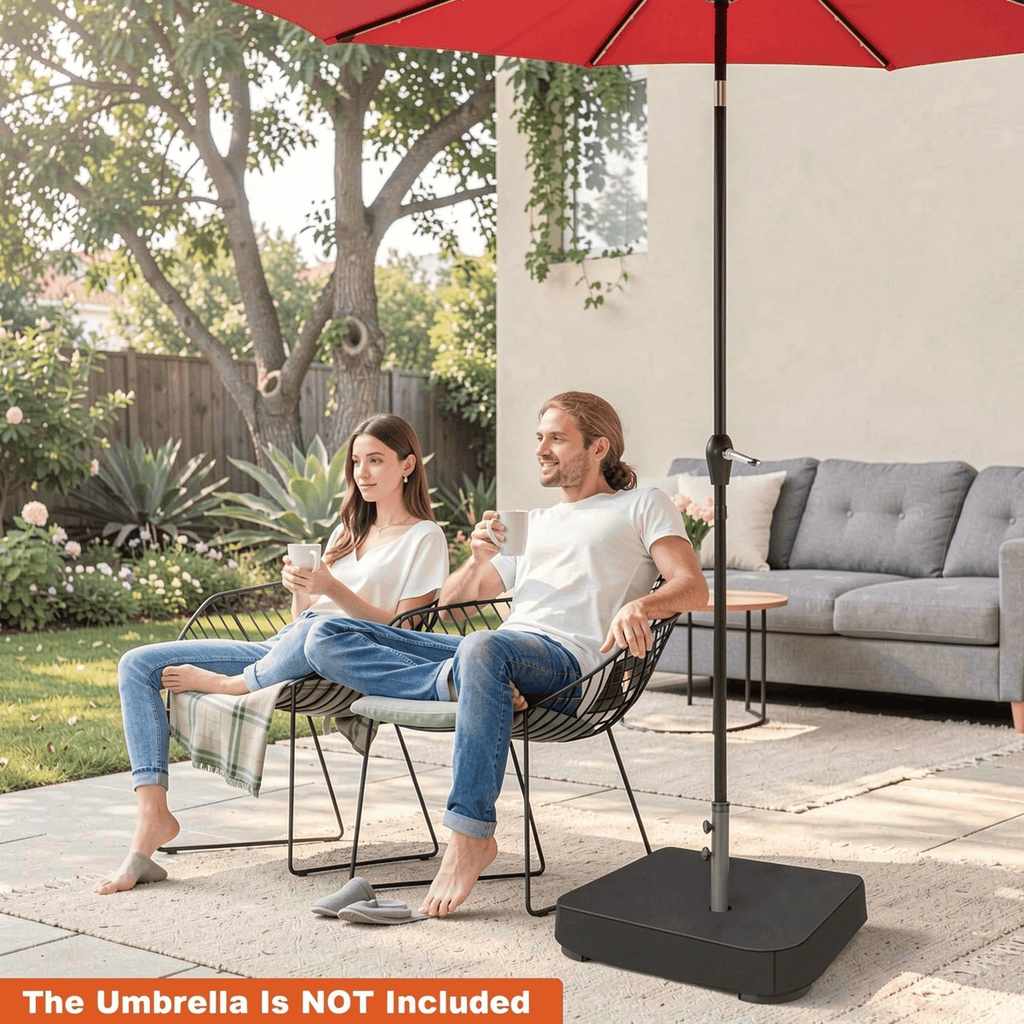 Biotree Fillable Umbrella Base with 2 Sandbags and Dust-proof Cover Black - Heavy Duty Outdoor Patio Stand