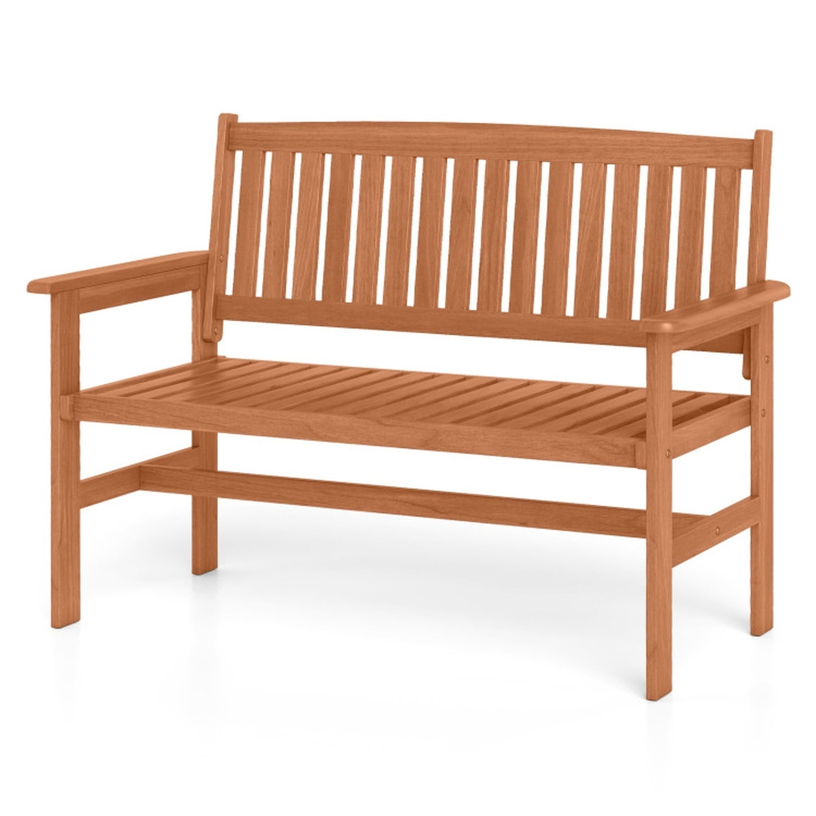 Biotree 2-Person Patio Loveseat with Slatted Backrest and Comfortable Armrests Stackable Patio Chair for Garden BackyardNatural