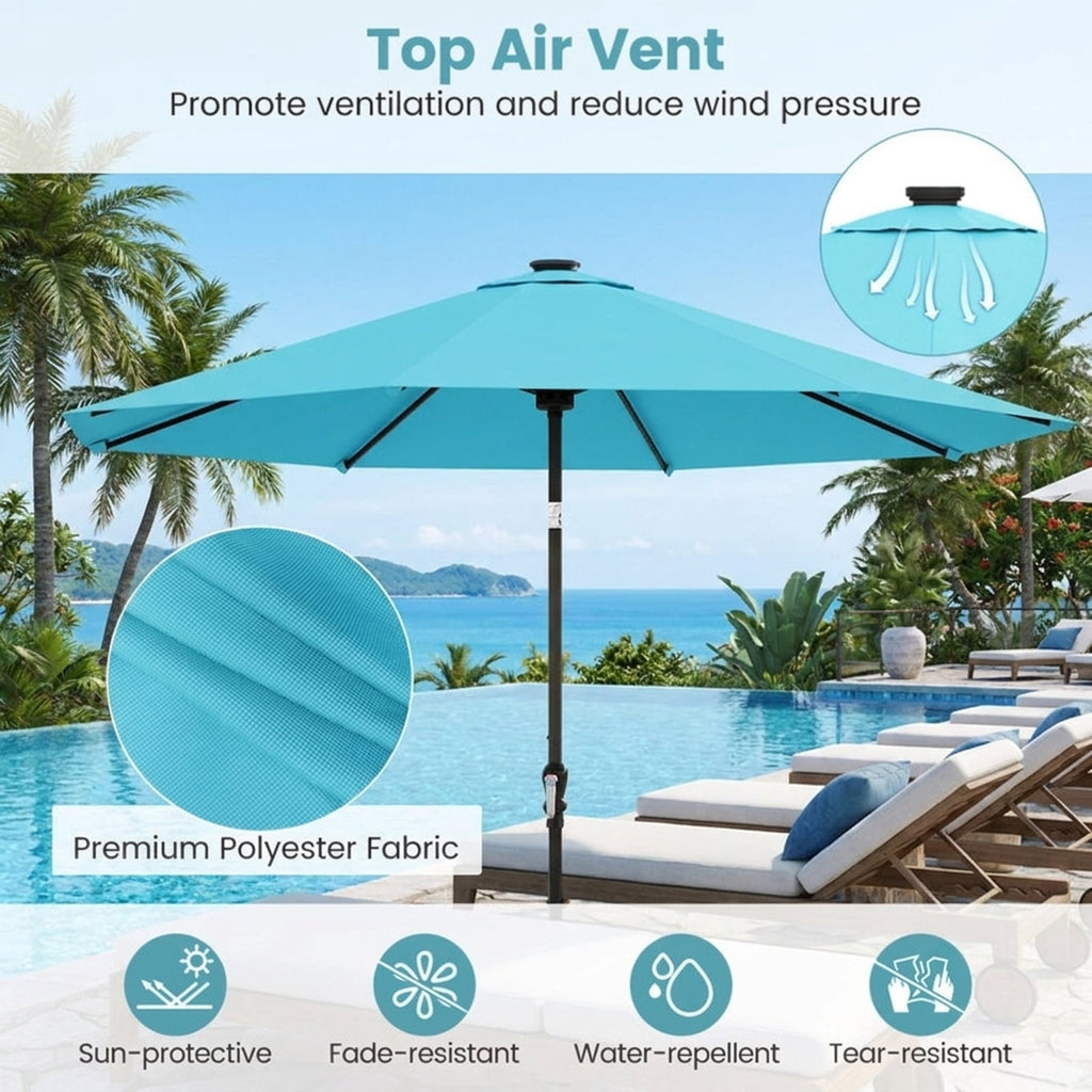 Biotree 10 ft Market Patio Umbrella with Crank and Tilt, 8 Sturdy Ribs, Vented Canopy - Multicolor for Backyard