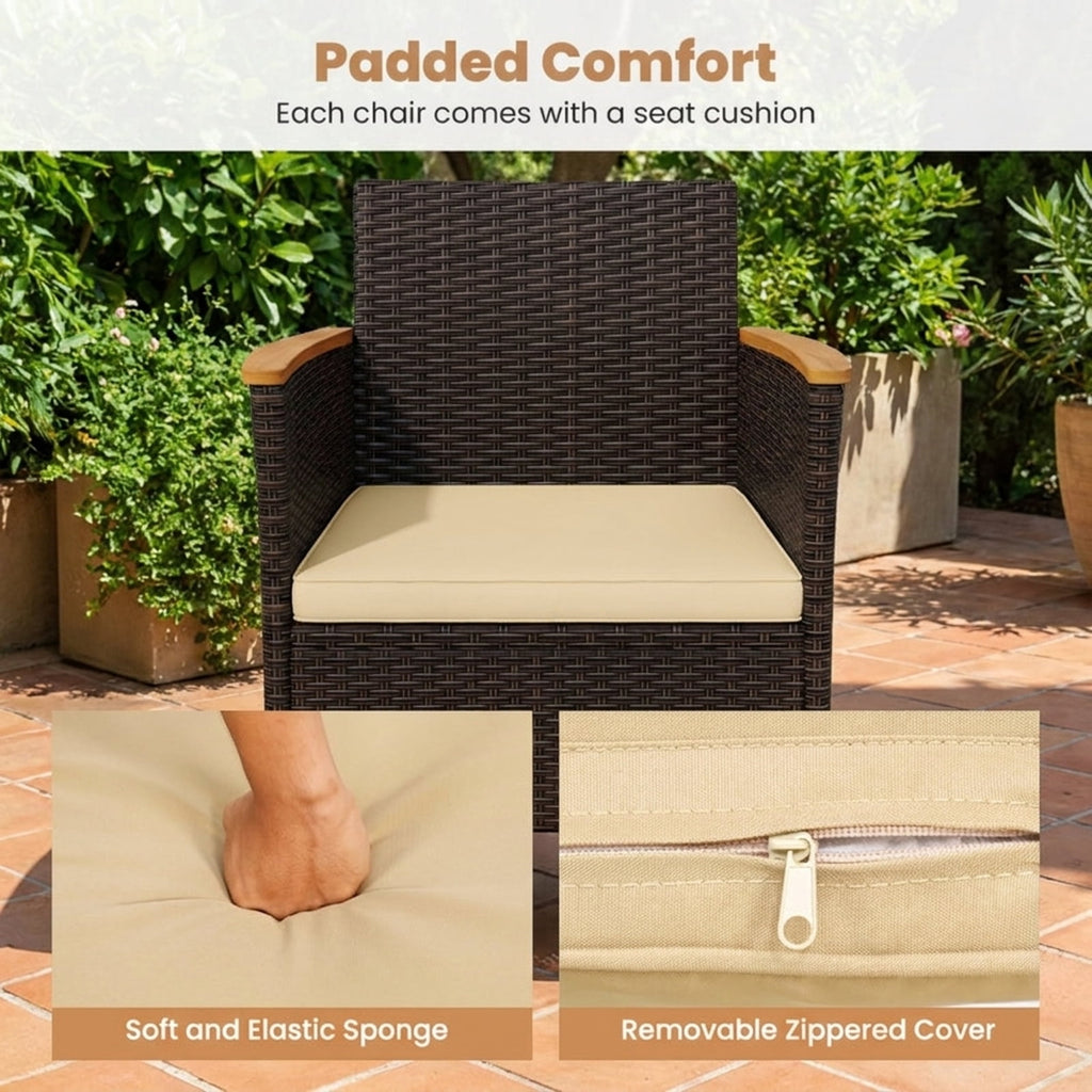 Biotree Patio Rattan Chairs Set of 2 Outdoor Wicker Dining Chairs with High Backrest Stackable Patio Chair for Garden BackyardBeige