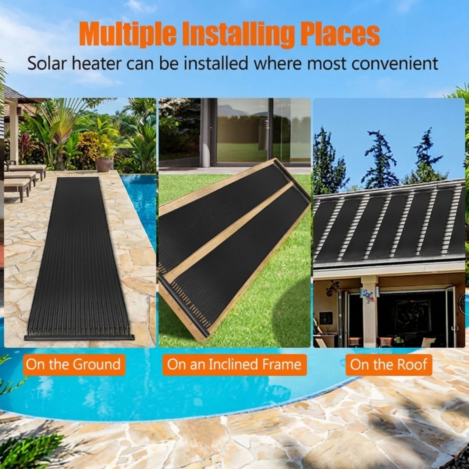 Biotree 2 Pieces 10/16.4/20 Feet Weatherproof Solar Swimming Pool Heating System 10 ft Set for Garden Yard Lawn Watering Outdoor, Black