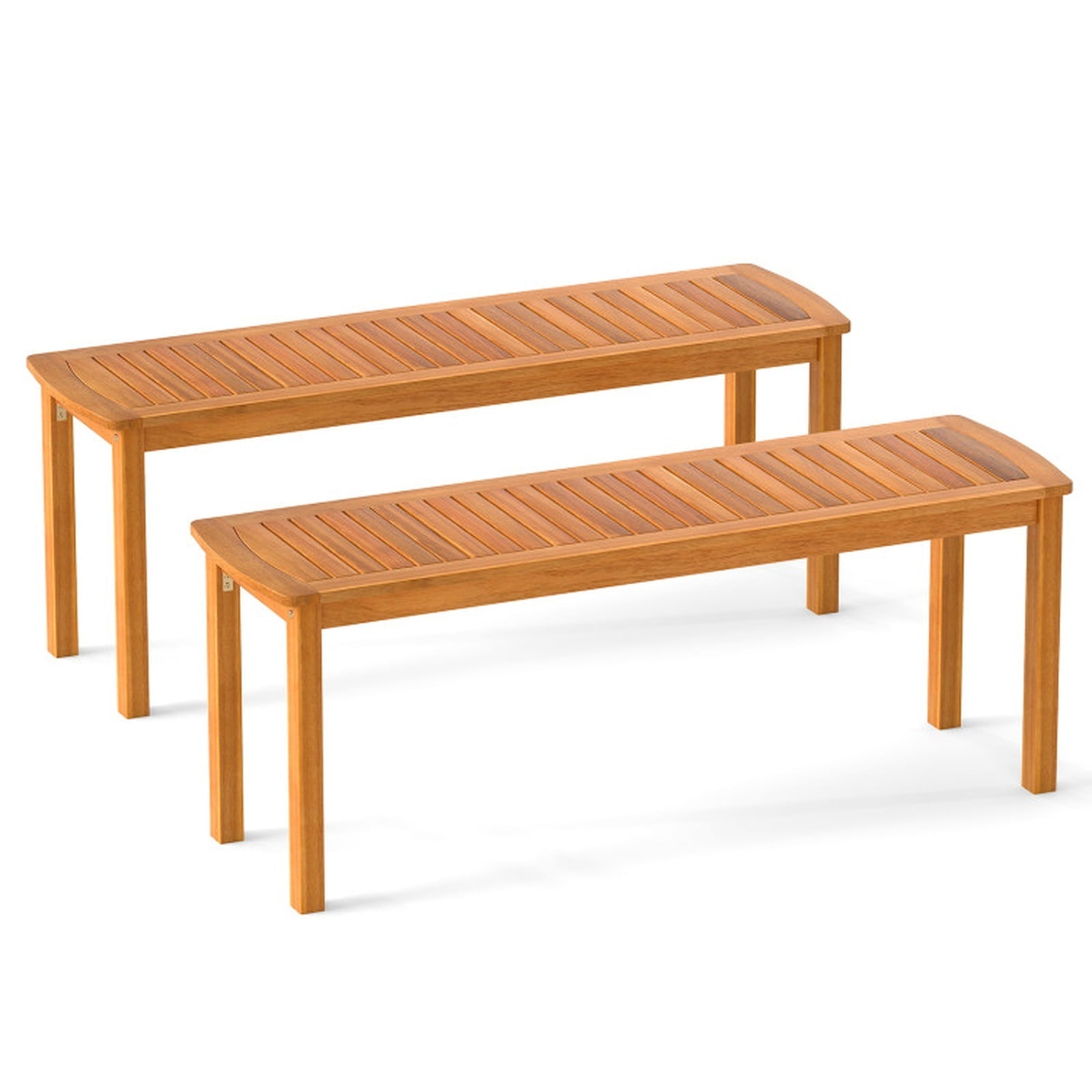 Biotree Acacia Wood Outdoor Bench with Slatted Seat for Garden Stackable Patio Chair for Garden BackyardNatural