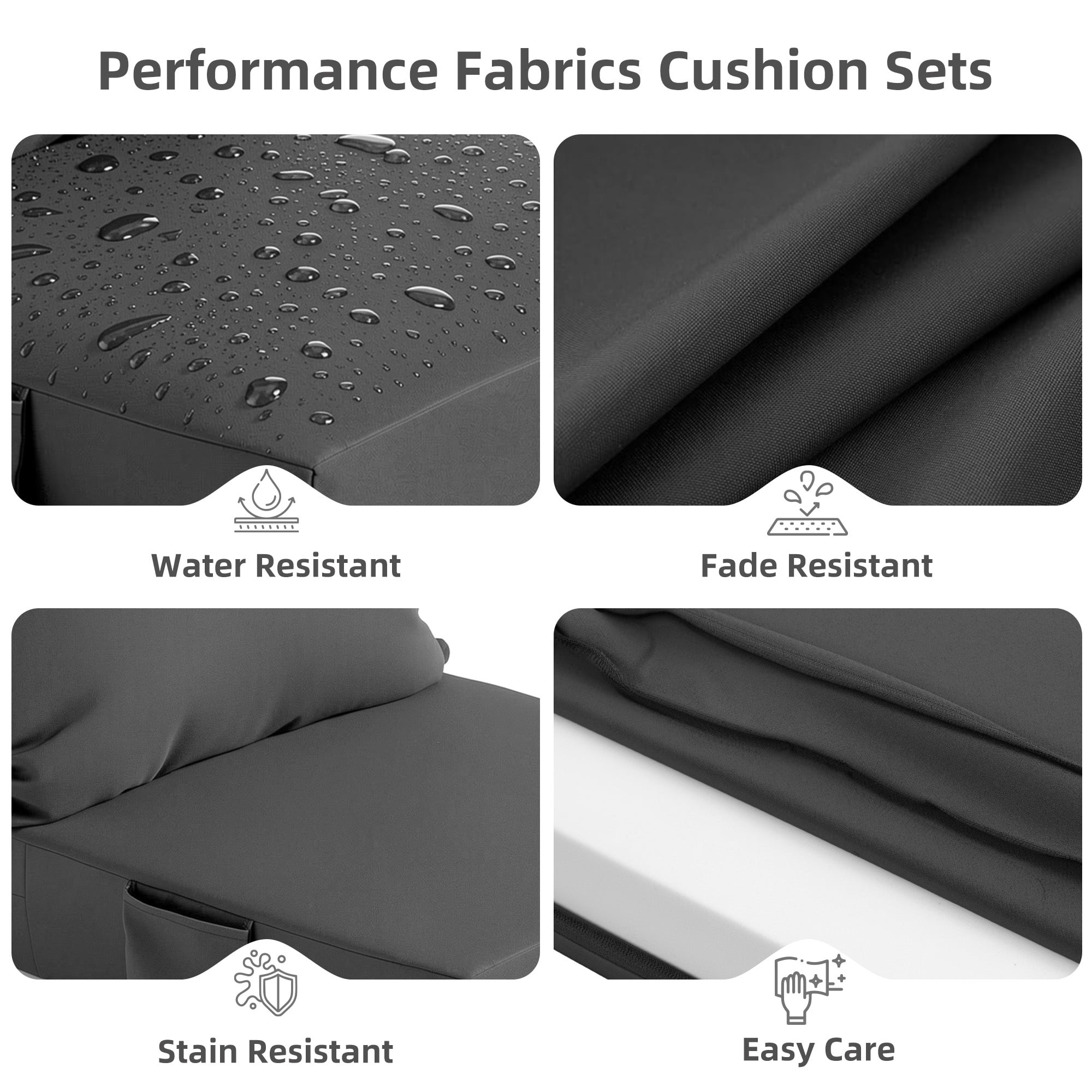 Biotree Outdoor Seat Cushions for Chairs,Waterproof Fade-Resistant Patio Furniture Replacement Cushions with Removable Cover,Gray