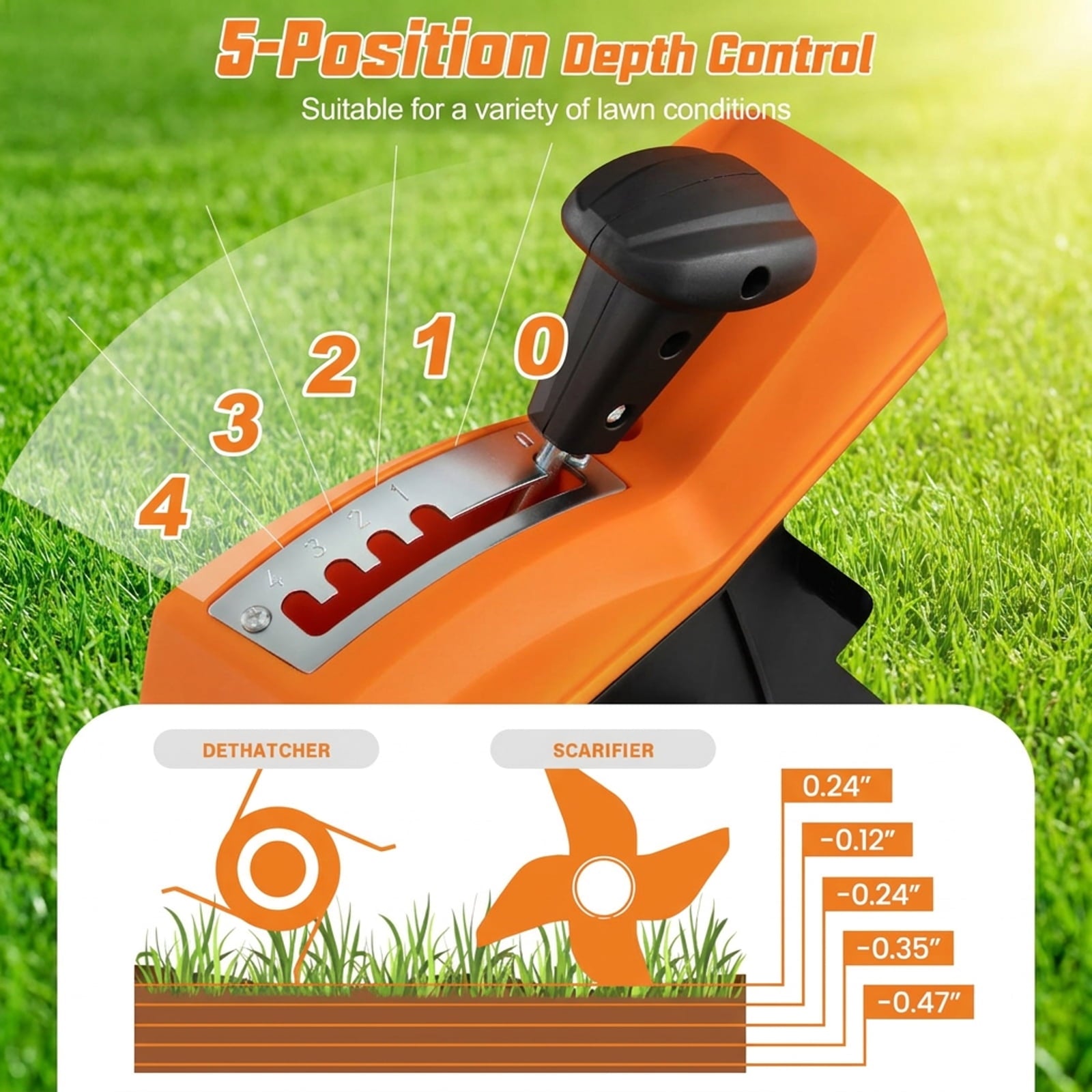 Biotree 16-Inch Electric Lawn Dethatcher and Scarifier with Collection Bag for Lawn Garden Yard Soil Care, Orange