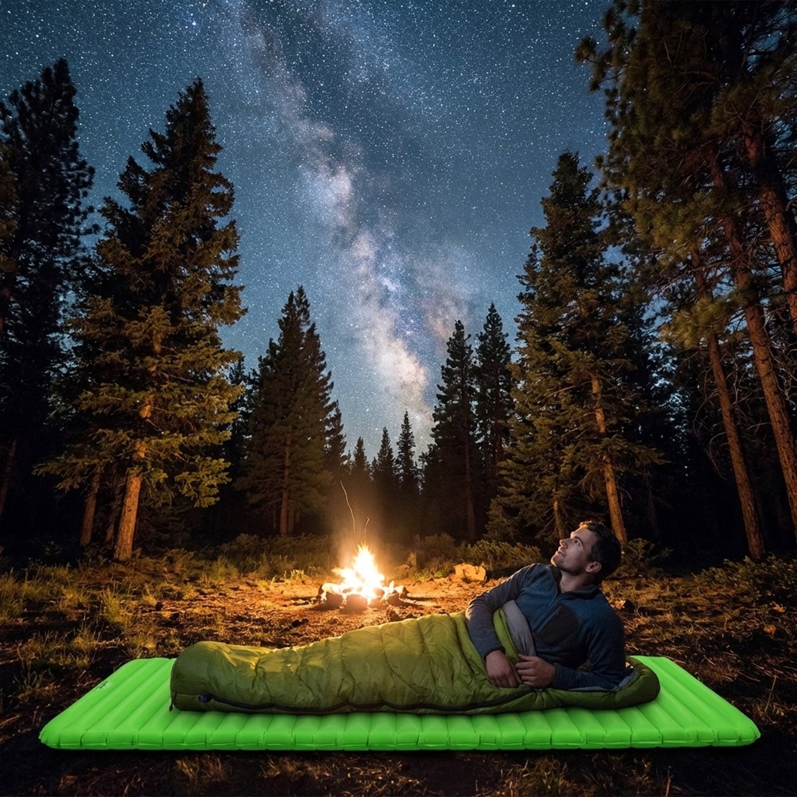 Biotree 3 Inch Thick Inflatable Waterproof Camping Sleeping Pad with Built-In Pump Portable Sleeping Mat for Outdoor, Green