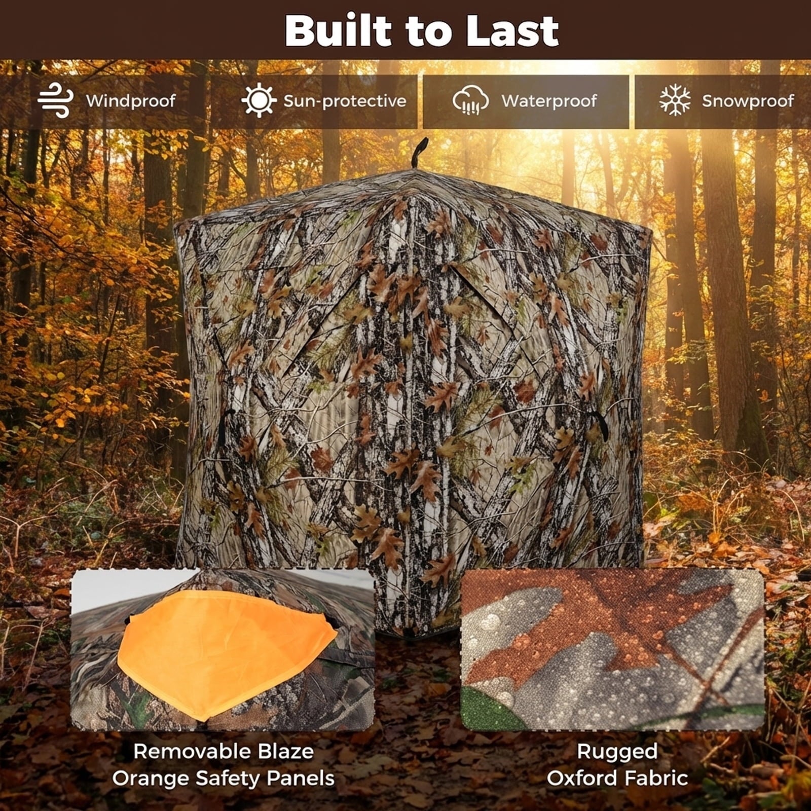 Biotree 270 Degree See-Through Pop Up Ground Hunting Blind for 3-4 People with Carry Bag for Deer and Turkey