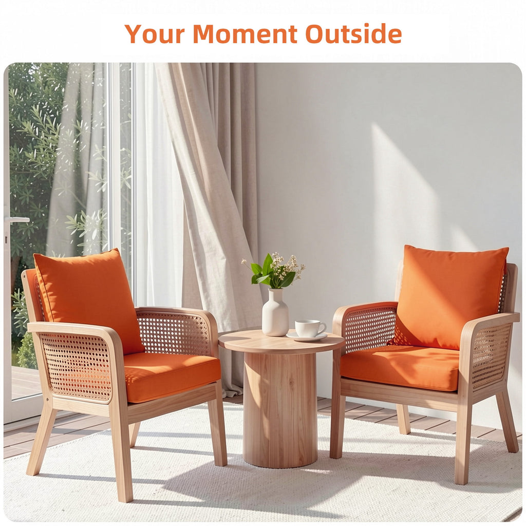 Biotree Outdoor Seat Cushions for Chairs,Waterproof Fade-Resistant Patio Furniture Replacement Cushions with Removable Cover,Orange