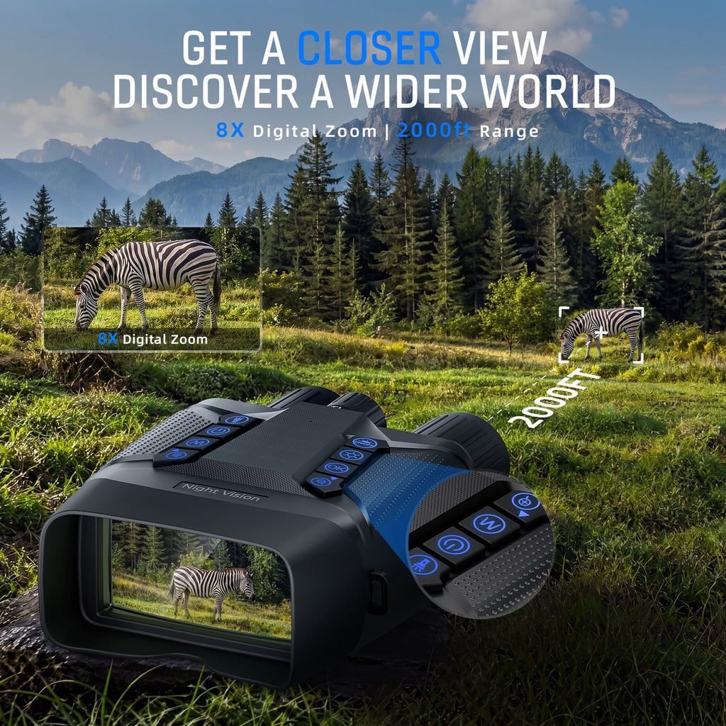 4K Night Vision Goggles for Adults Hunting, 8X Digital Night Vision Binoculars, 3.99inch Large Screen, 64GB Card, 2000FT Range, 40MP Photo Video