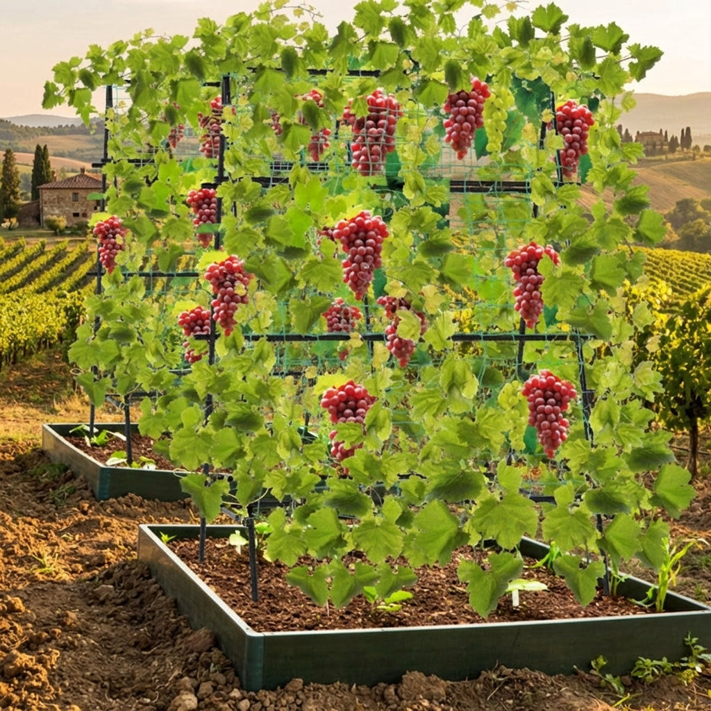 Biotree A-Frame Garden Cucumber and Vegetable Trellis with Climbing Netting for Outdoor Garden - Black