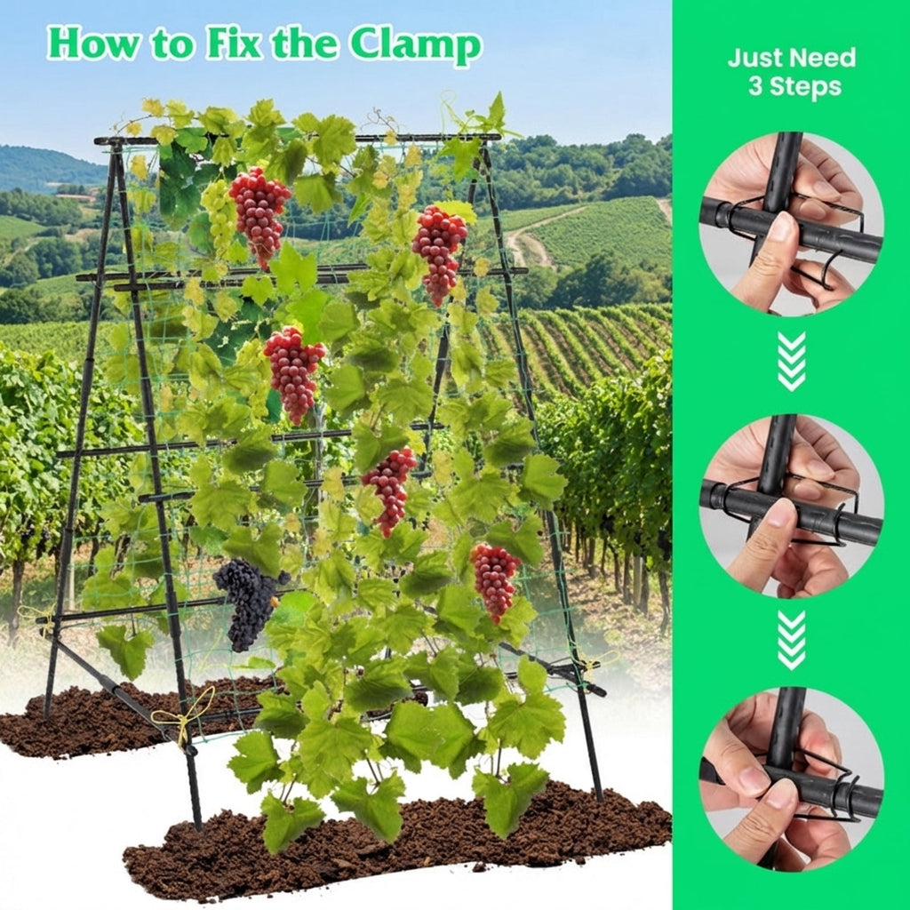 Biotree A-Frame Garden Cucumber and Vegetable Trellis with Climbing Netting for Outdoor Garden - Black