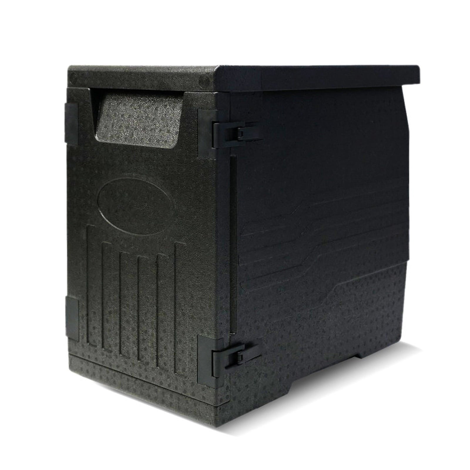 Biotree 91 Qt Insulated Food Pan Carrier with Safety Buckles and Shelf Dividers, Black