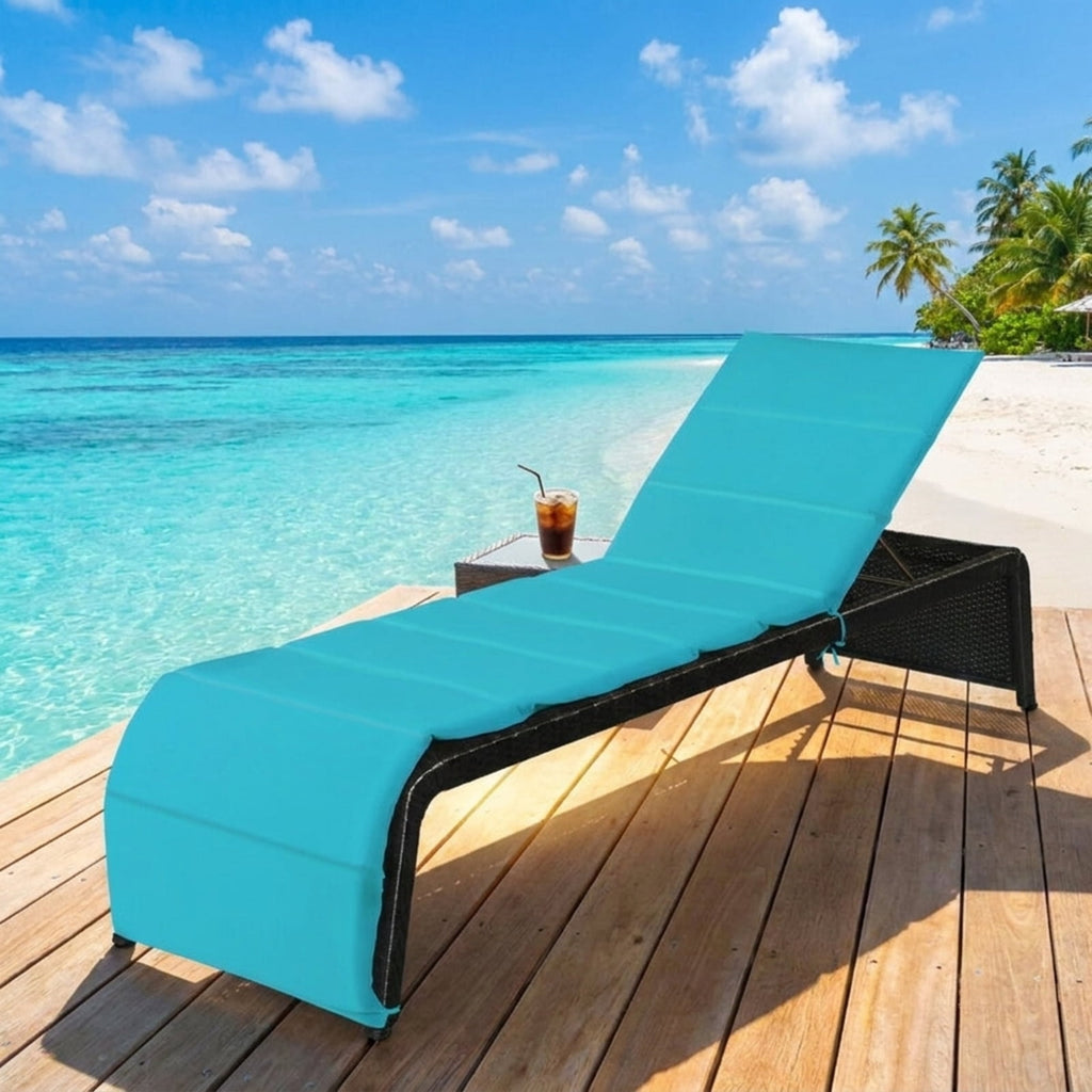 Biotree Patio Rattan Lounge Chair Back Adjustable Chaise Recliner with Cushioned Stackable Patio Chair for Garden BackyardTurquoise