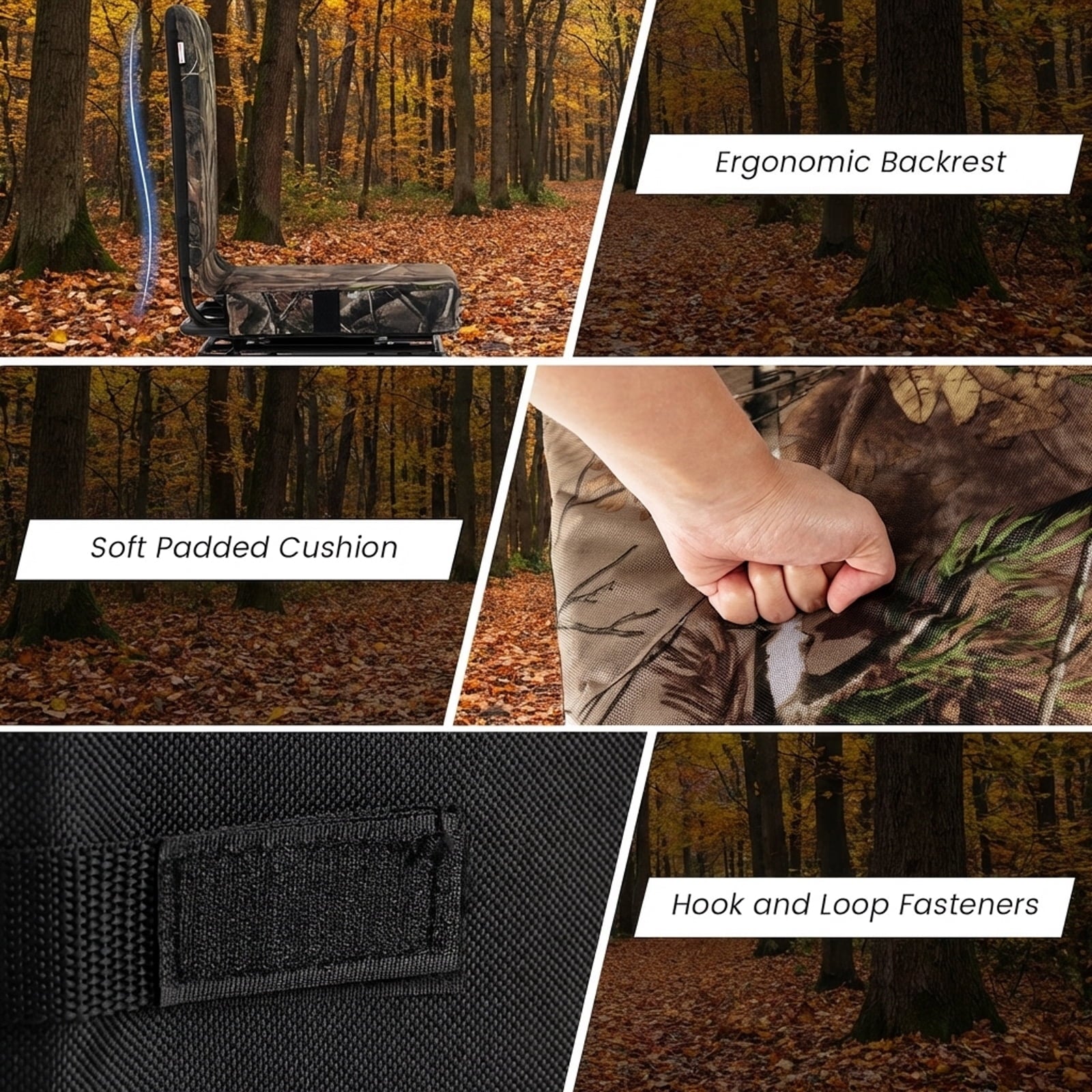 Biotree 360 Degree Swivel Folding Outdoor Chair with Padded Cushion and Adjustable Duck Feet for Hunting Camping Fishing, Camouflage