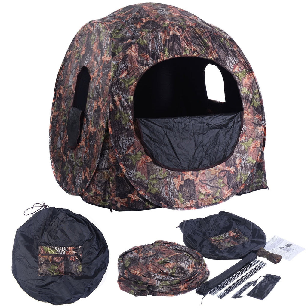 Biotree Portable Pop Up Ground Camouflage Hunting Blind Enclosure with Carry Bag for Deer Turkey Duck Hunting, Camouflage
