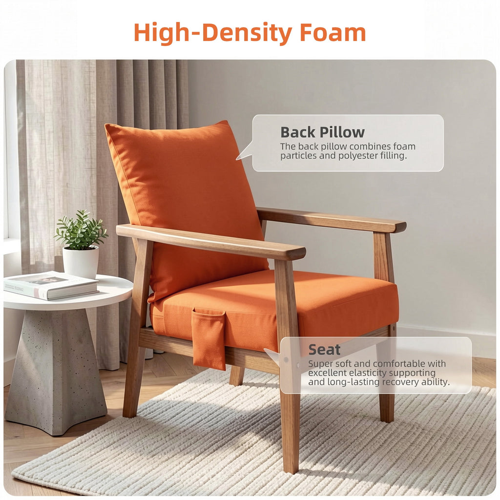 Biotree Outdoor Seat Cushions for Chairs,Waterproof Fade-Resistant Patio Furniture Replacement Cushions with Removable Cover,Orange