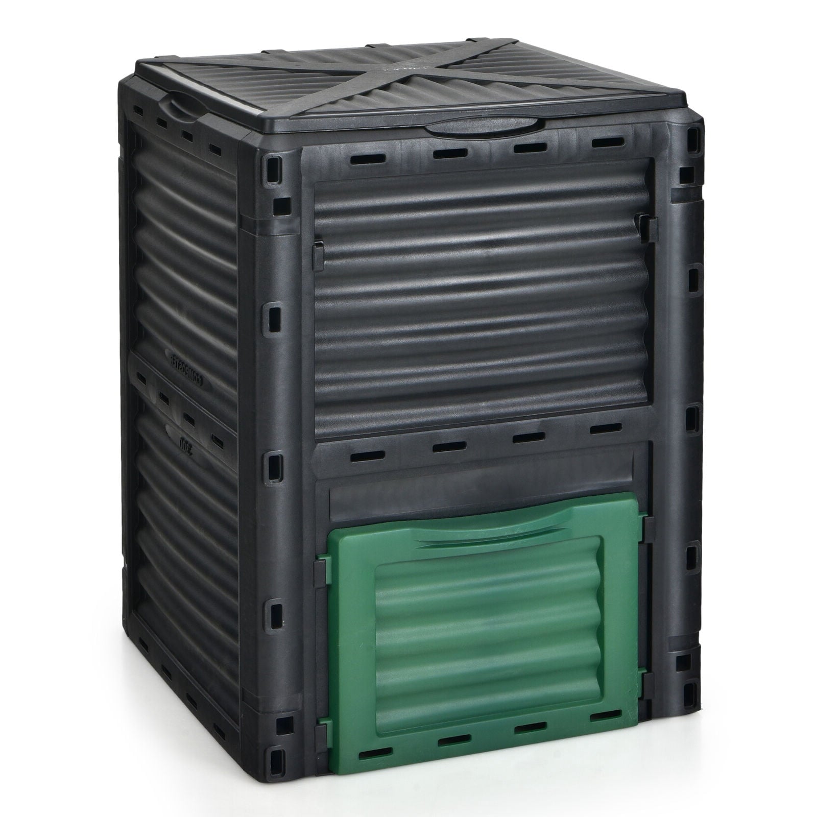 Biotree 80-Gallon Outdoor Composter with Large Openable Lid and Bottom Exit Door-Green Garden Organic