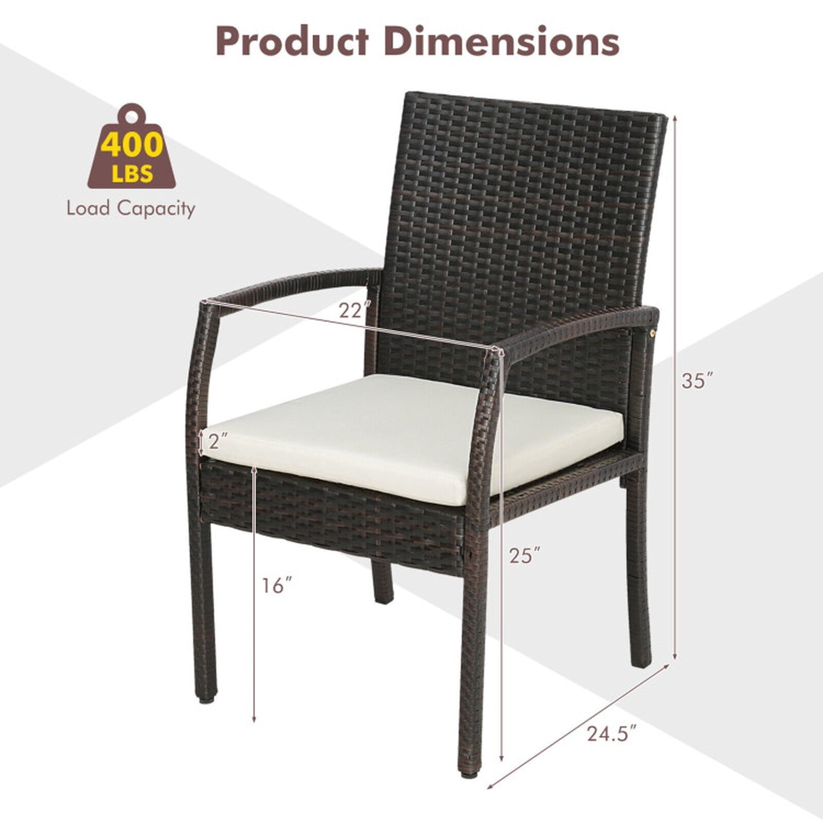 Biotree 4 Pieces Patio Wicker Dining Armchair Set with Soft Zippered Cushion-Set of 4 Stackable Patio Chair for Garden BackyardMix Brown