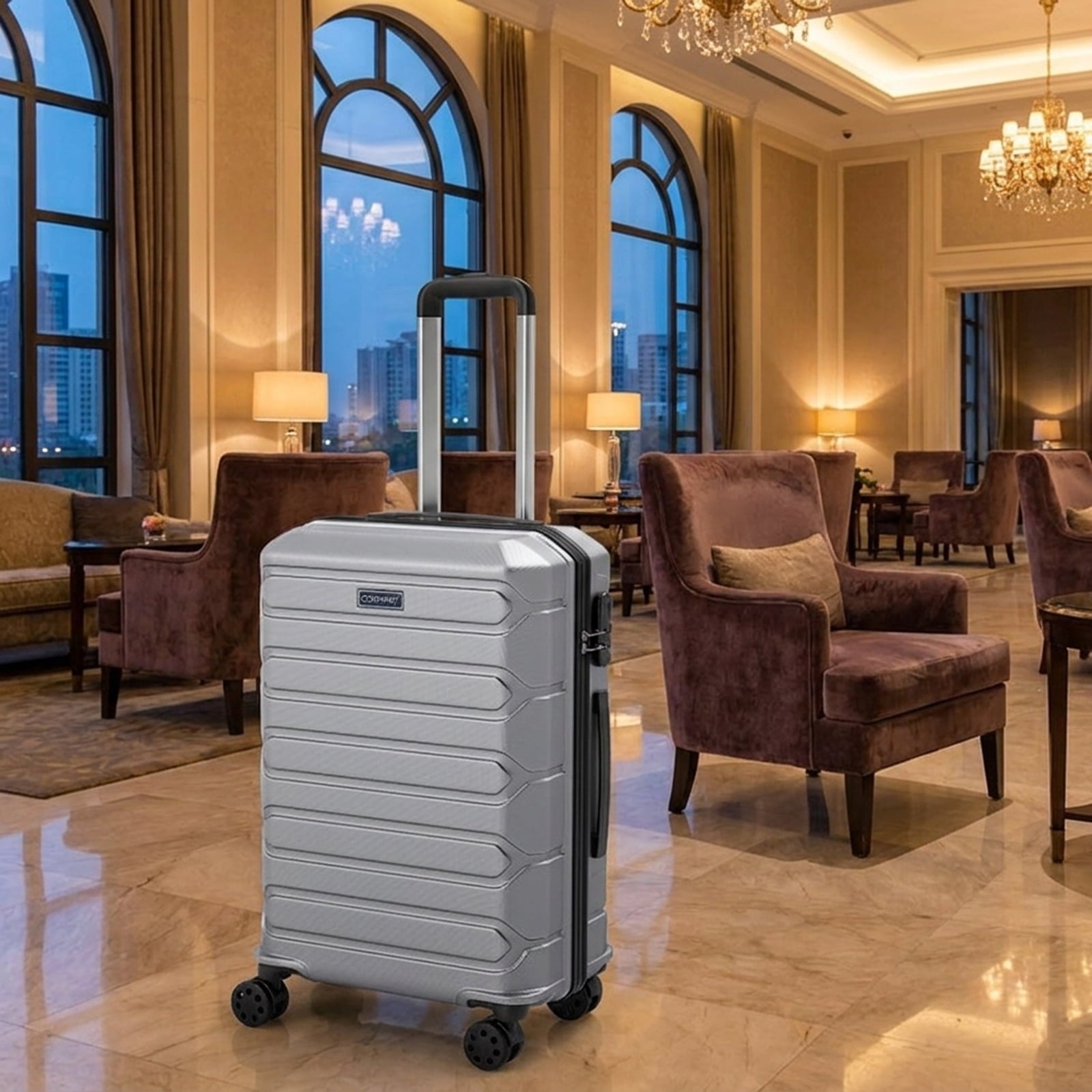 Biotree 3 Piece Hardside Luggage Set Lightweight Hardside Suitcases with 8 Spinner Wheels, Gray