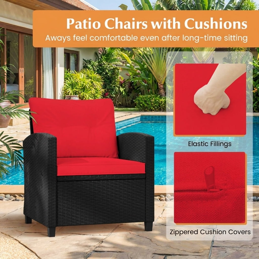 Biotree 3 Pieces Patio Furniture Set with Tempered Glass Coffee Table Outdoor Conversation Set for Garden Backyard Porch
