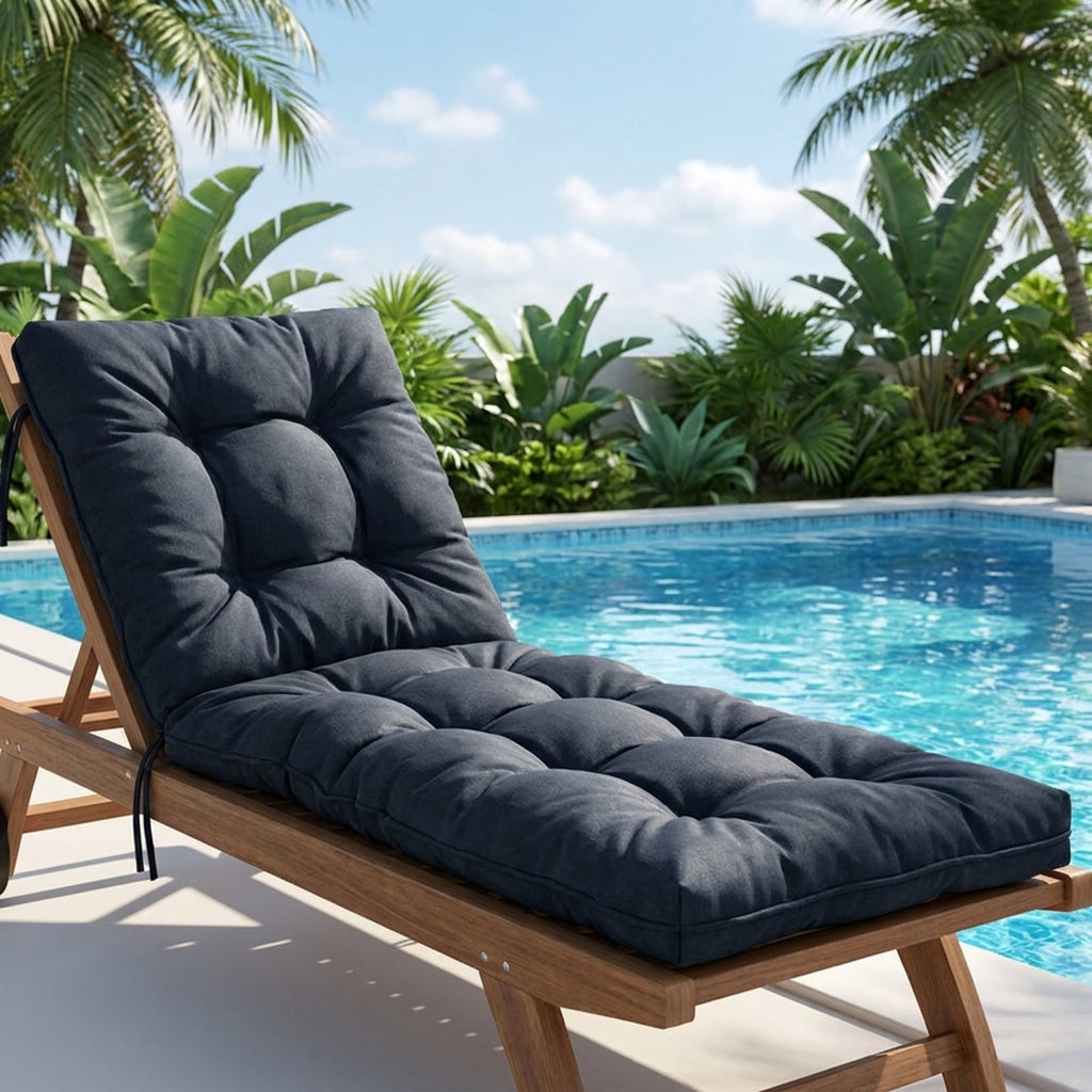 Biotree Outdoor Lounge Chaise Cushion with String Ties for Garden Poolside Comfortable Patio Chair Cushion PadGray