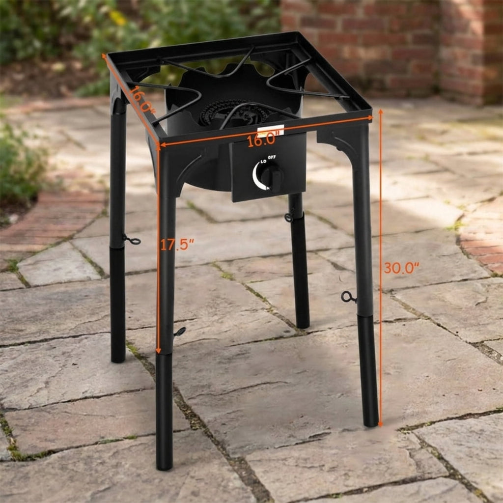 Biotree 100000 BTU Portable Propane Outdoor Camp Stove with Adjustable Legs for Outdoor Camping Backyard Patio Cooking, Black