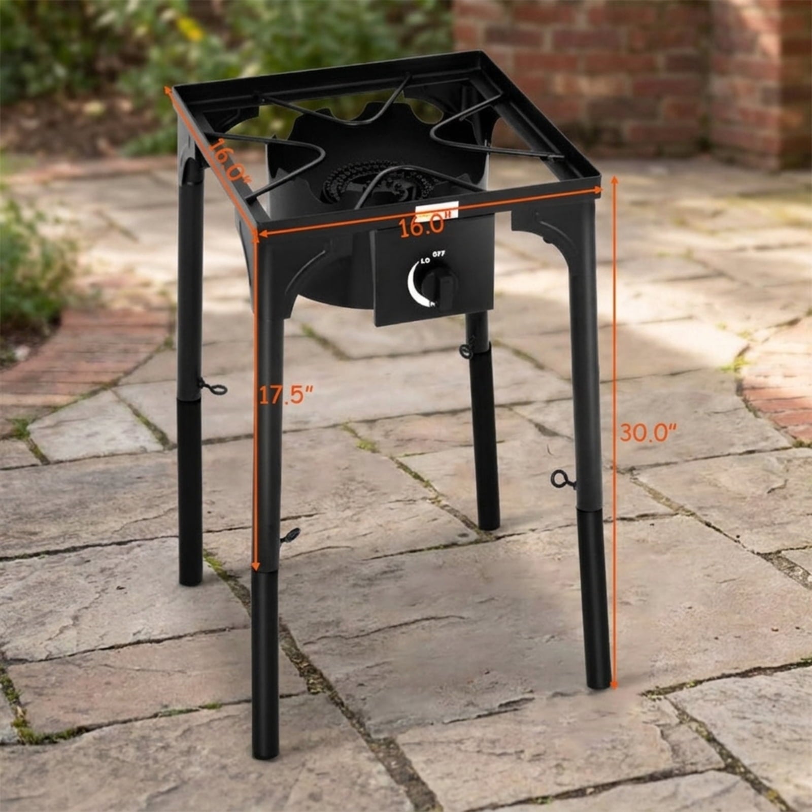 Biotree 100000 BTU Portable Propane Outdoor Camp Stove with Adjustable Legs for Outdoor Camping Backyard Patio Cooking, Black