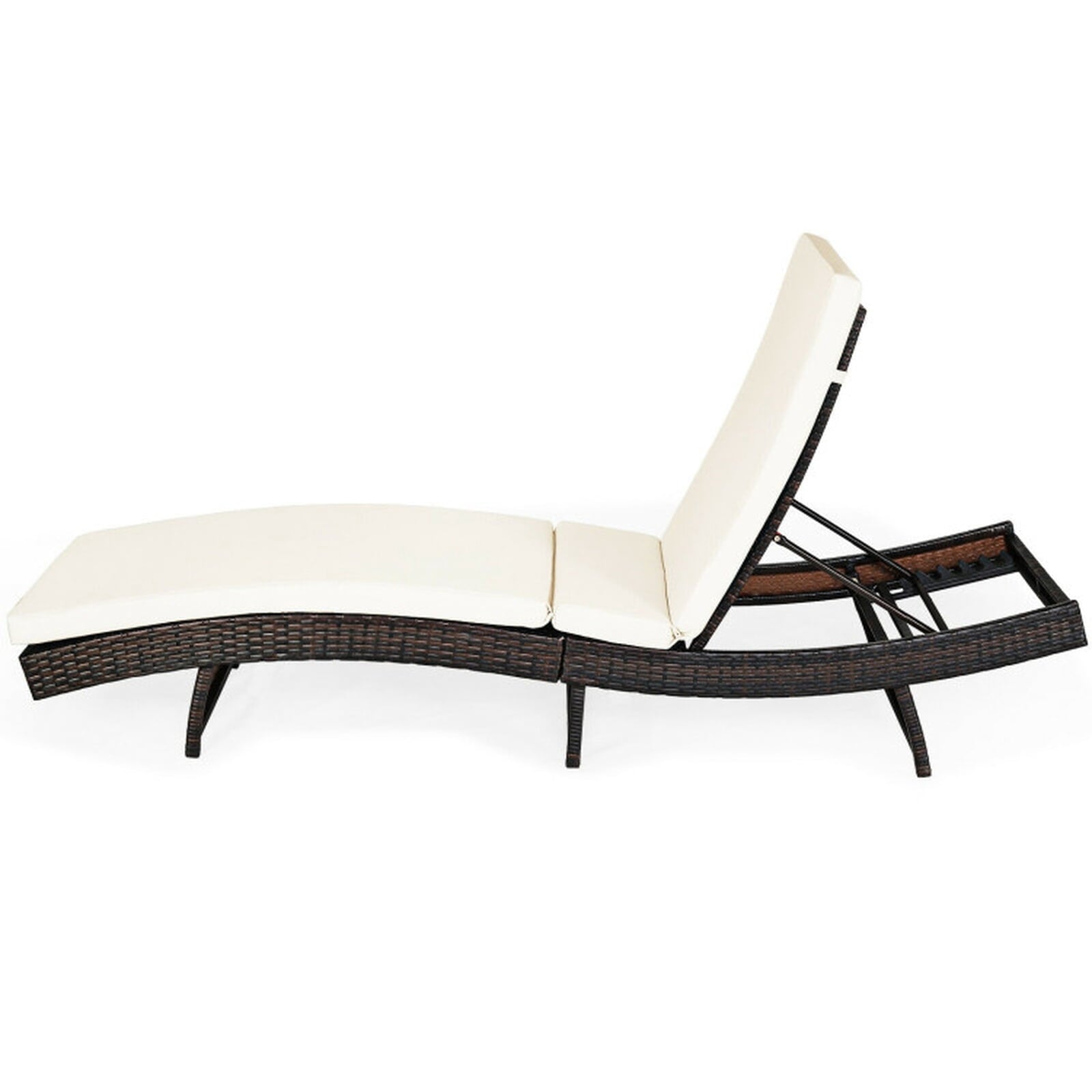 Biotree Patio Folding Chaise Lounge with 5 Adjustable Levels and Cushion Stackable Patio Chair for Garden BackyardWhite