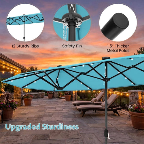 Biotree 13 ft Cantilever Patio Umbrella Offset Hanging with Cross Base, 8 Ribs - Multicolor for Backyard