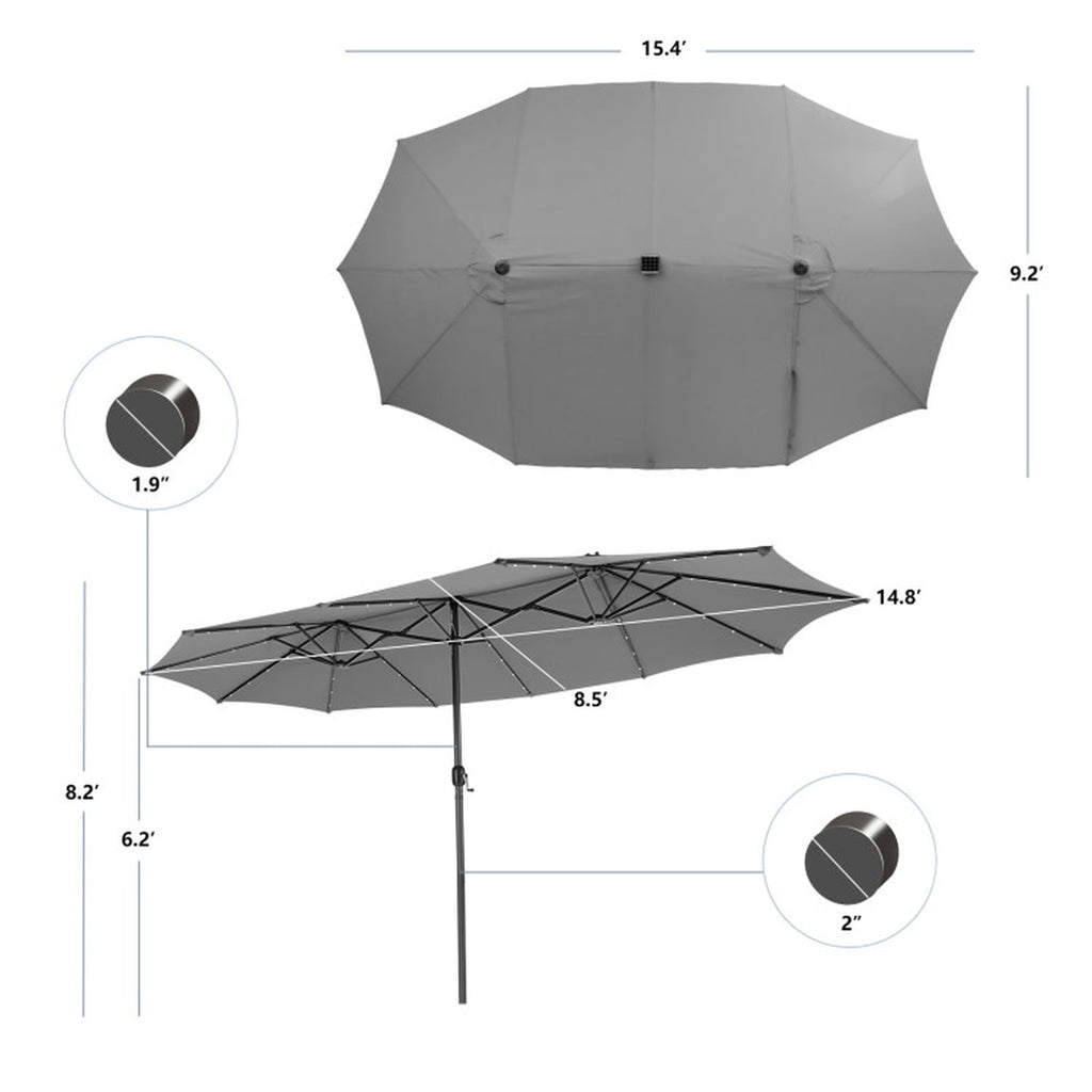 Biotree 15 ft Cantilever Patio Umbrella Offset Hanging with Cross Base, 8 Ribs - Multicolor for Backyard