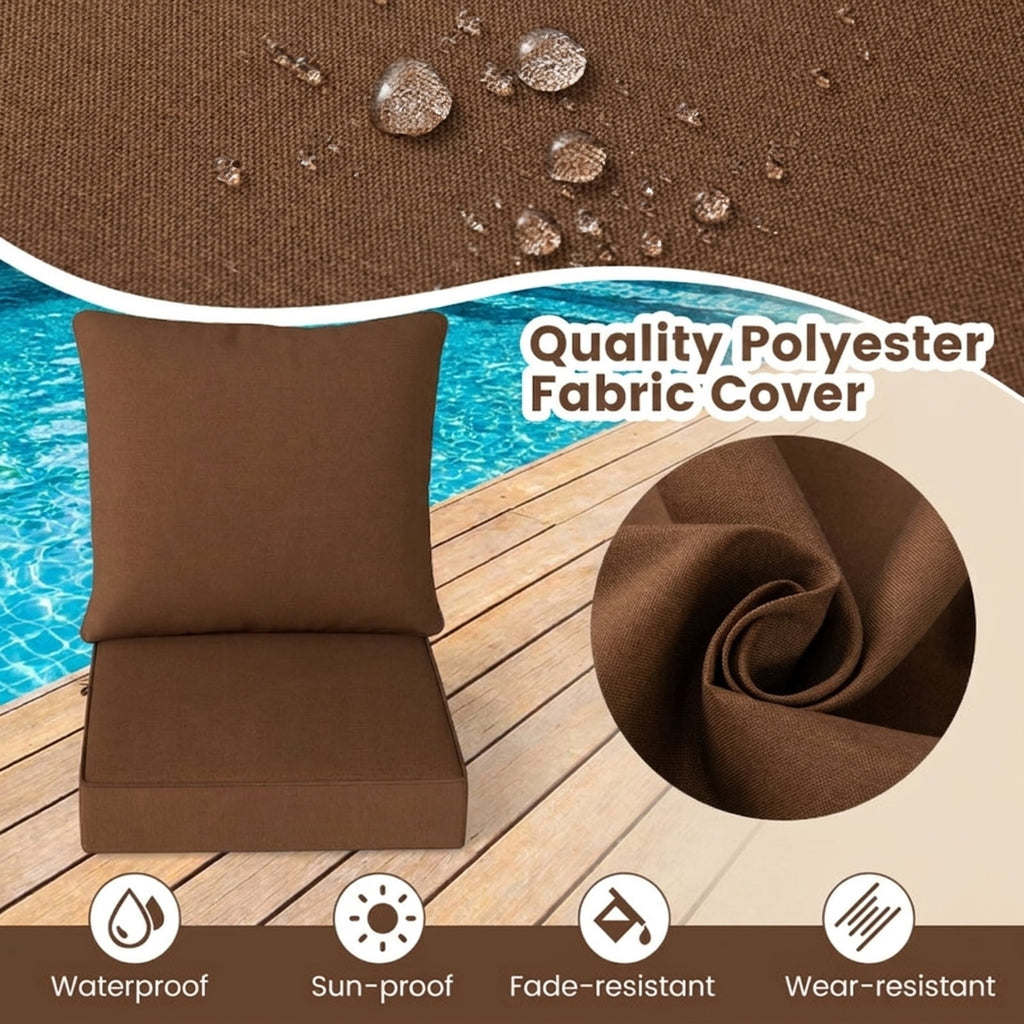 Biotree Deep Seat Chair Cushion Pads Set with Rope Belts for Indoor and Outdoor Comfortable Patio Chair Cushion PadBrown