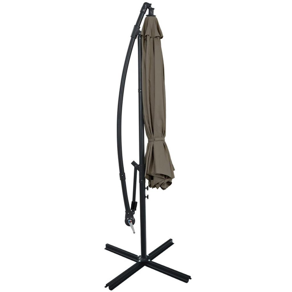 Biotree 10 ft Cantilever Offset Patio Umbrella 8-Rib Outdoor Shade - Brown - UV Protection with Cross Base