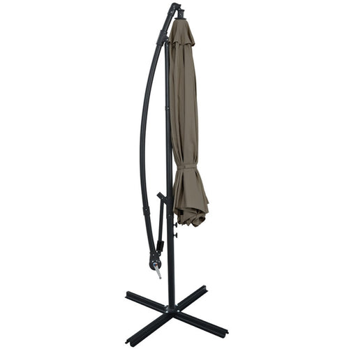 Biotree 10 ft Cantilever Offset Patio Umbrella 8-Rib Outdoor Shade - Brown - UV Protection with Cross Base
