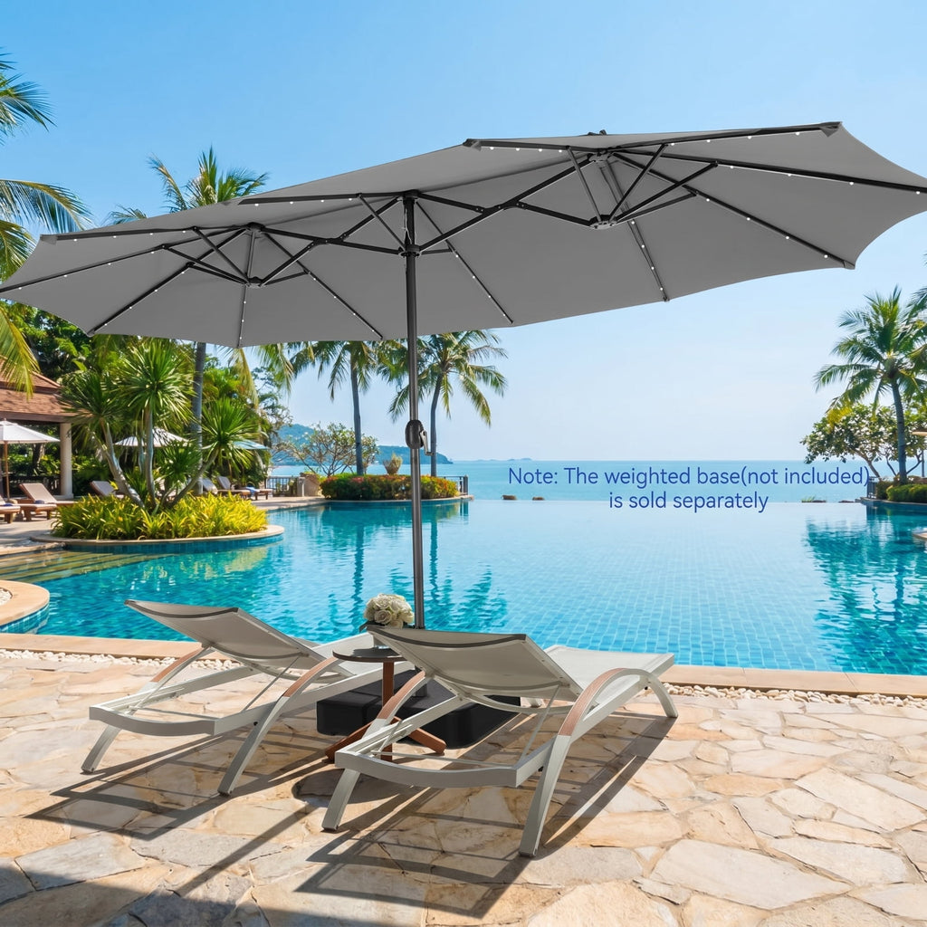 Biotree 15 ft Cantilever Patio Umbrella Offset Hanging with Cross Base, 8 Ribs - Multicolor for Backyard