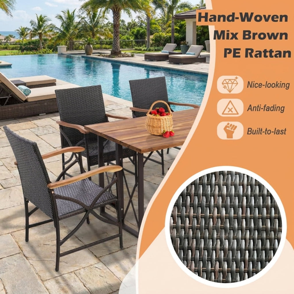 Biotree Set of 2/4 Patio Wicker Dining Chairs with Soft Zippered Cushion-Set of 2 Stackable Patio Chair for Garden BackyardMix Brown