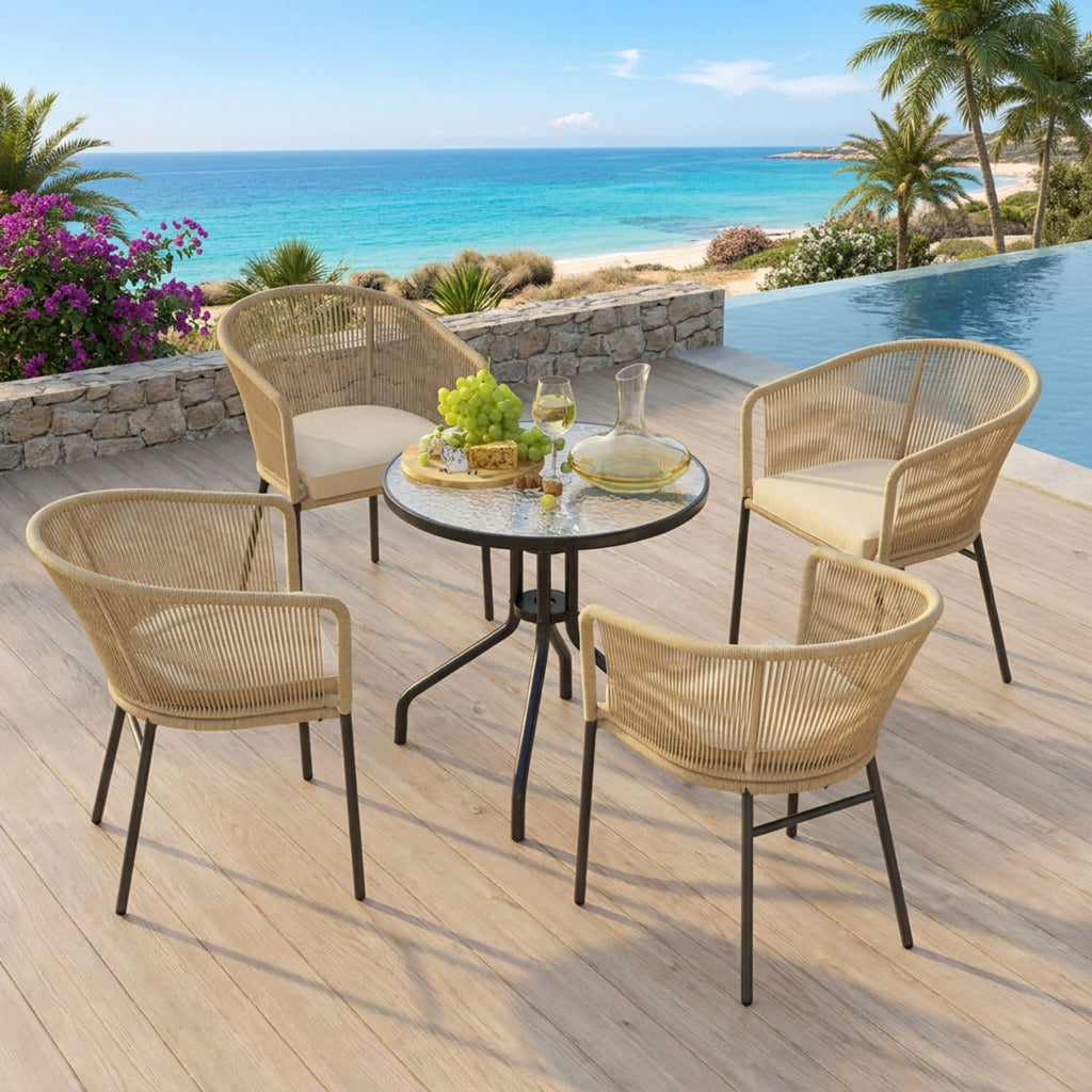 Biotree Patio Chairs Set of 4 with Curved Backrest and Seat Cushion for Patio Stackable Patio Chair for Garden BackyardYellow