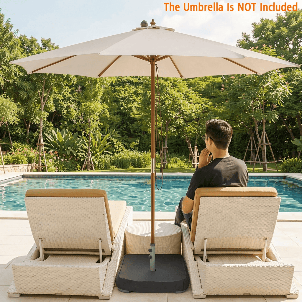 Biotree Fillable Umbrella Base with 2 Sandbags and Dust-proof Cover Black - Heavy Duty Outdoor Patio Stand