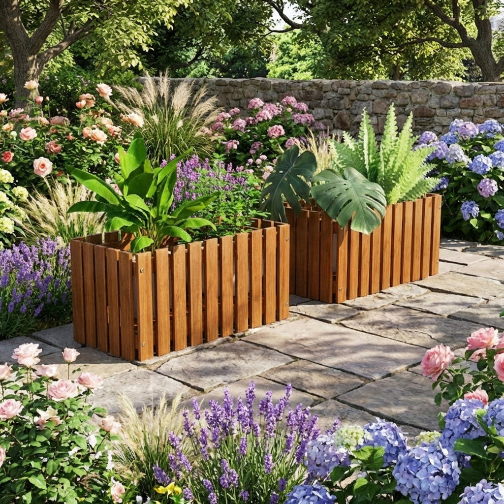 Biotree Solid Wood Raised Garden Bed for Flower and Vegetable - Outdoor Backyard Patio Garden Planting