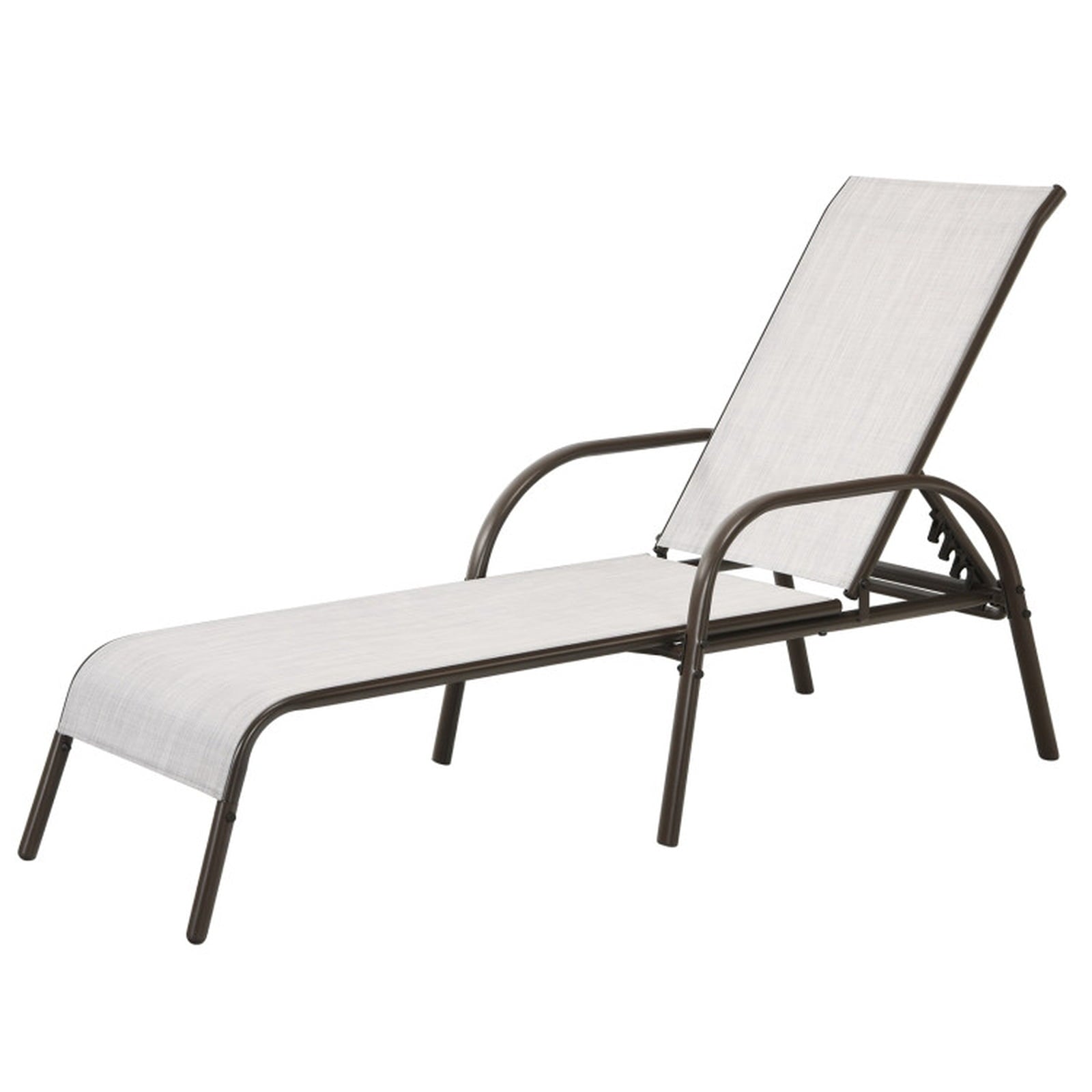 Biotree Adjustable Patio Chaise Folding Lounge Chair with Backrest Stackable Patio Chair for Garden BackyardGray