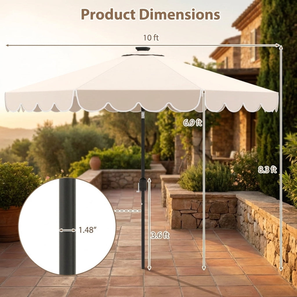 Biotree 10 ft Market Patio Umbrella with Crank and Tilt, 8 Sturdy Ribs, Vented Canopy - Beige for Backyard