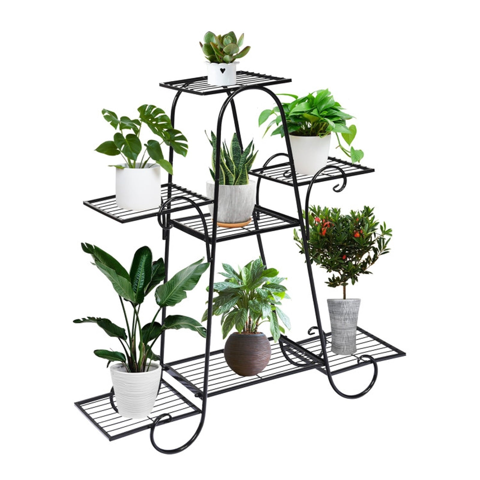 Biotree 7 Tier Metal Patio Plant Stand for Indoor Outdoor Patio Balcony Garden, Black